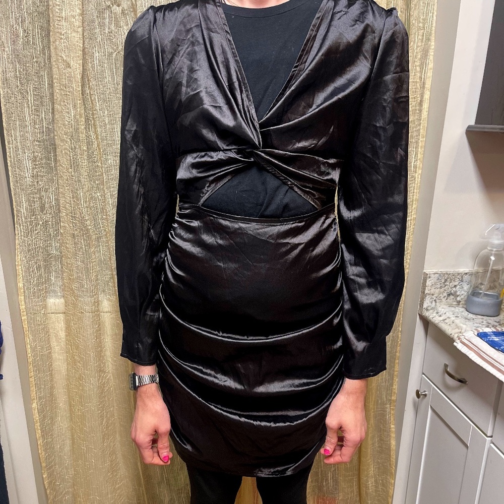 Y2K retro satin dress with keyhole